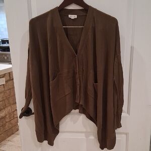 Silence + Noise Button Front Cardigan Olive Green Size Small
